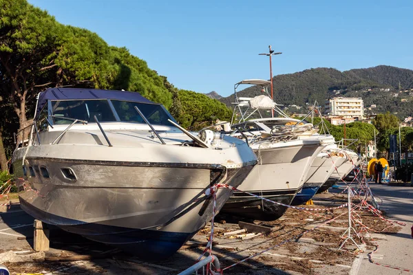 Barcos Rotos Costa Del Mar Rapallo Italia — Foto de Stock
