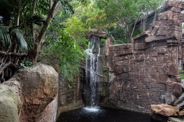 Small waterfall among old ruins, Fuengirola town, Spain