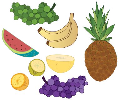 Karikatür yaz doodle saboy meyve cafe el çizmek sanat