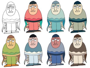 Komik karikatür renkli el karalama canavar yabancılar ahtapot çizmek yapılan yazmak