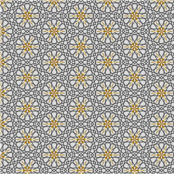 islamic Abstract geometric pattern with lines, rhombuses Seamless ilustration background. Gold, blue and white illustration