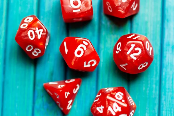 Simple Rpg Polyhedral Board Game Dice Set Lots Red Dice — Stock Photo, Image