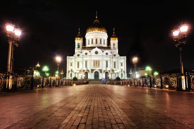 Moskova gece fotoğraf İsa Kurtarıcı Katedrali