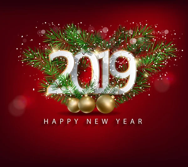 Happy New Year 2019 Merry Christmas — Stockvector