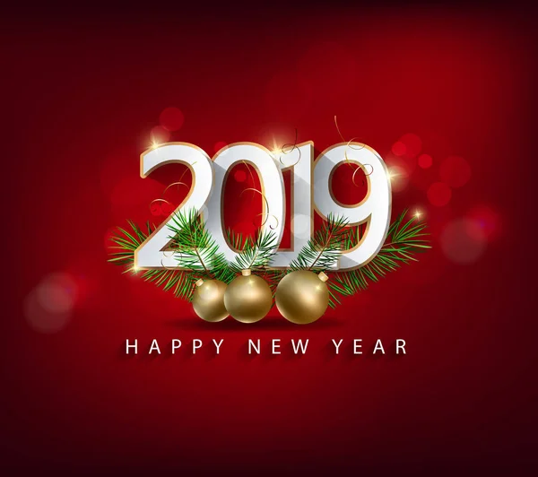 メリー クリスマスと新年あけましておめでとうございます 2019 — ストックベクタ