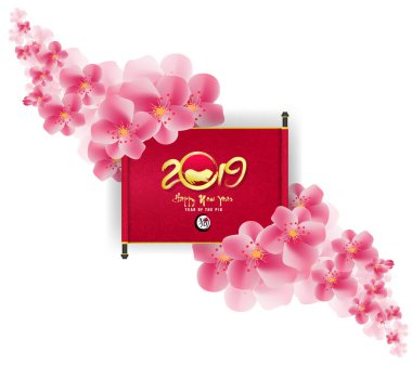 Mutlu yeni yıl 2019. Chienese yeni yıl, yıl domuzun