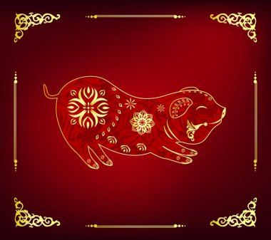 Mutlu yeni yıl 2019. Chienese yeni yıl, yıl domuzun