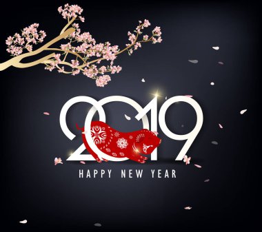 Mutlu yeni yıl 2019. Chienese yeni yıl, yıl domuzun