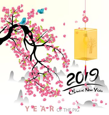 Mutlu yeni yıl 2019. Chienese yeni yıl, yıl domuzun
