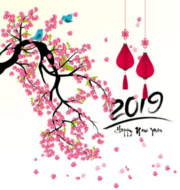 Mutlu yeni yıl 2019. Chienese yeni yıl, yıl domuzun