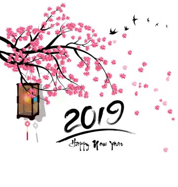 Mutlu yeni yıl 2019. Chienese yeni yıl, yıl domuzun