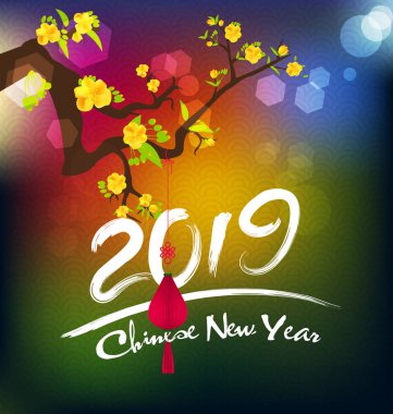 Mutlu yeni yıl 2019. Chienese yeni yıl, yıl domuzun