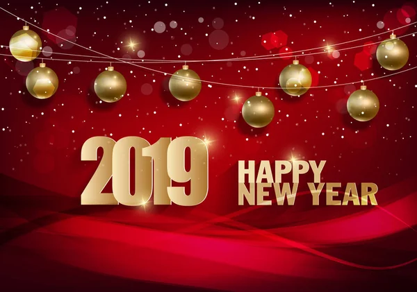 新年快乐2019 Chienese 的新年 猪的年 — 图库矢量图片