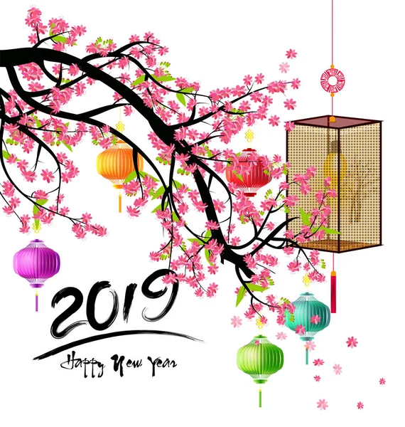 Mutlu yeni yıl 2019. Chienese yeni yıl, yıl domuzun