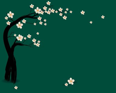 Suluboya sakura çerçeve. Çiçeği kiraz ağacı dalları ile arka plan. El Japon çiçek arka plan çekilmiş