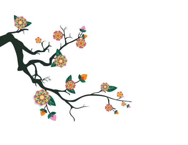 Moldura Sakura Aquarela Fundo Com Ramos Cerejeira Flor Mão Desenhado — Vetor de Stock