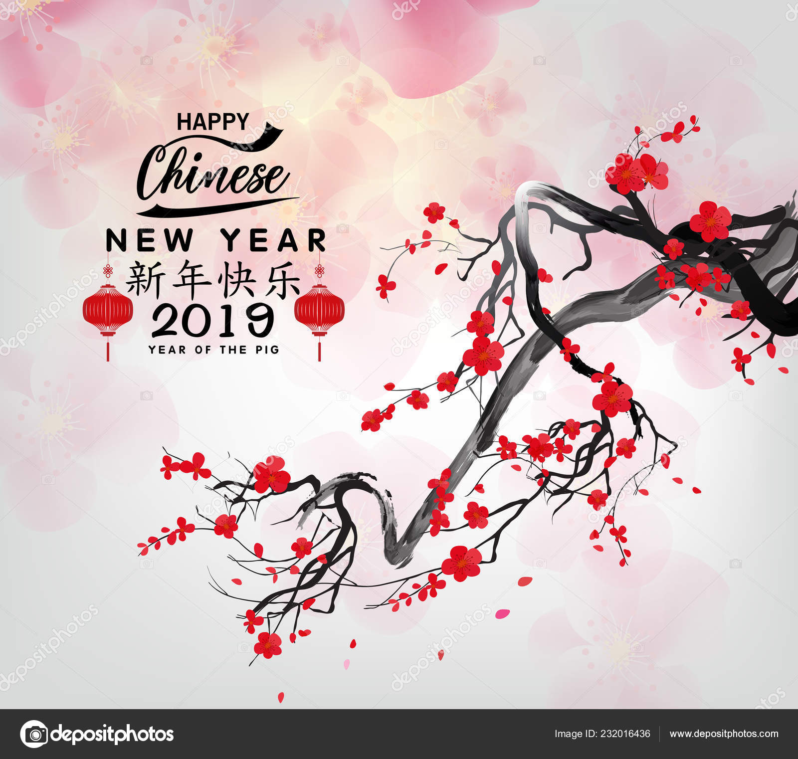 Happy Chinese New Year 19 Year Pig Lunar New Year Vector Image By C Kimminthien Vector Stock