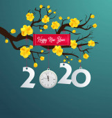 Šťastný nový rok 2020, Veselé Vánoce. Šťastný čínský Nový rok 2020 rok potkana, čínské postavy znamená šťastný nový rok, bohatý. lunární nový rok 2020.