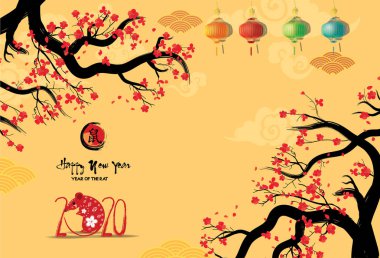 Happy yeni yıl 2020, mutlu Noeller. Mutlu Çin yeni yıl 2020 Rat yıl, Çince karakterler demek mutlu yeni yıl, zengin. ay yeni yıl 2020.