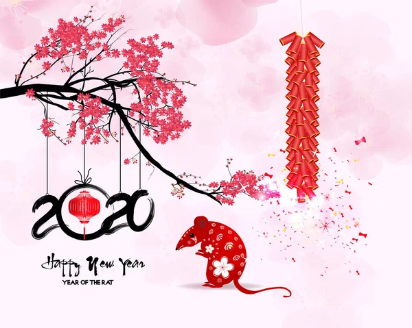 Szczęśliwego Nowego Roku 2020 Wesołych Świąt Happy Chinese Nowy Rok — Wektor stockowy