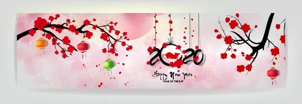 Boldog Évet 2020 Boldog Karácsonyt Boldog Kínai Újév 2020 Patkány — Stock Vector
