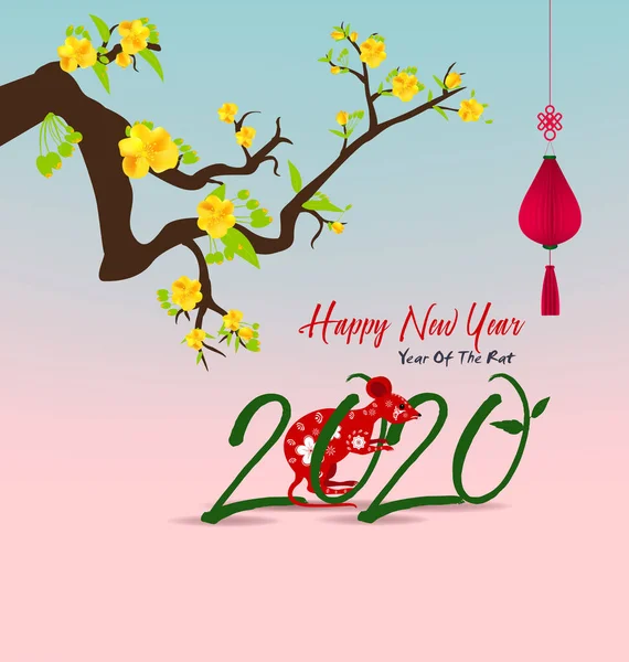 Happy New Year 2020 Merry Christmas Gelukkig Chinees Nieuwjaar 2020 — Stockvector