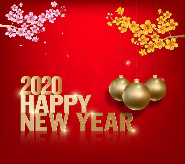 Šťastný Nový Rok 2020 Veselé Vánoce Šťastný Čínský Nový Rok — Stockový vektor