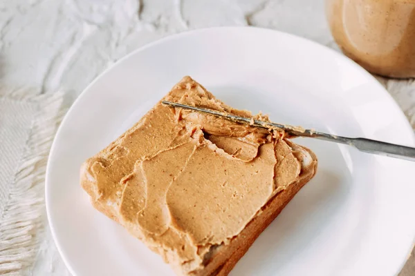 Sandwich Selai Kacang Sehat Dan Lezat Sarapan Atau Makanan Ringan — Stok Foto