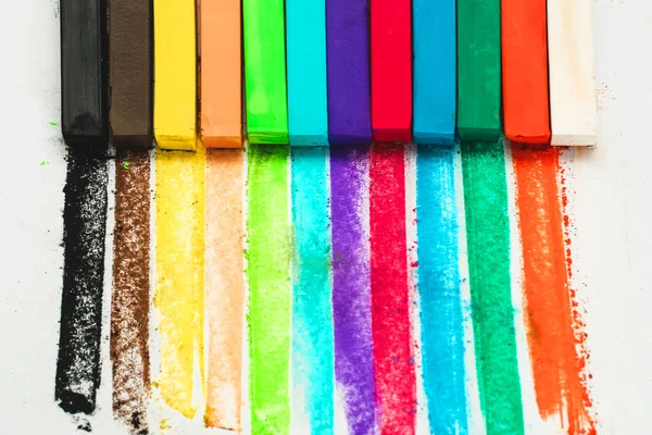 Set Multicolored Dry Pastels Painting Creativity — Stock Photo, Image