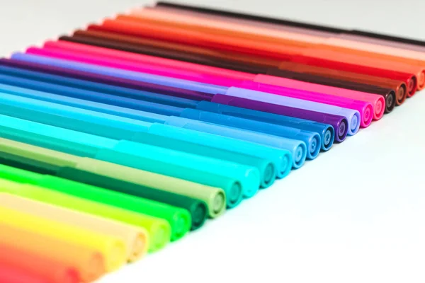 A set of multi-colored felt-tip pens for drawing and creativity. Drawing and coloring.