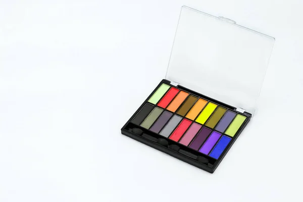 Meerkleurig Oogschaduwpalet Heldere Kleuren Tinten Cosmetica Minimalisme Cosmetisch Concept — Stockfoto