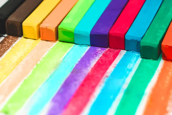 Set Multicolored Dry Pastels Painting Creativity — Stock Photo, Image