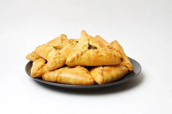 Traditionelle Tatarische Küche Dreieck Echpochmak Samsa Kuchen Mit Fleisch Und — Stockfoto