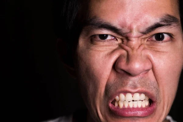 Портрет Сумасшедшего Человека Потому Получает Хочет Злые Эмоции Представляют Собой — стоковое фото