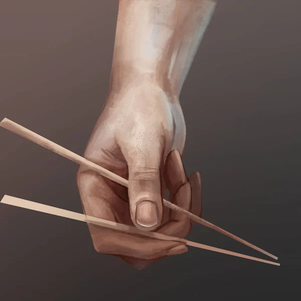 Ілюстрація суші-паличок в руці — стокове фото