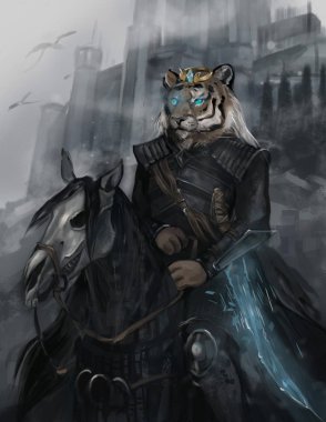 siyah at bir binici Illustration