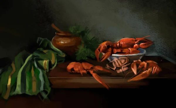 Boiled crayfish on the table — Stock Photo, Image