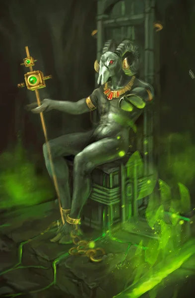 illustration of a demon on the throne