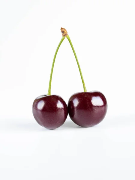 Fresh Ripe Sweet Cherries White Background — Stock Photo, Image