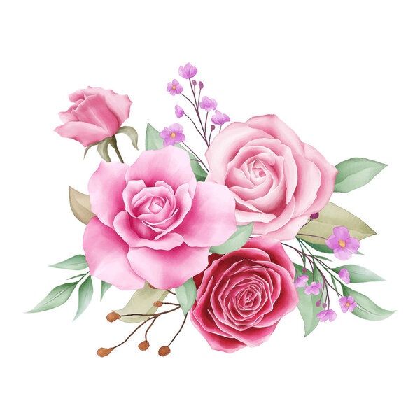 Elegant flowers bouquet for wedding or cards elements. Fully editable vector for wedding or greeting cards composition