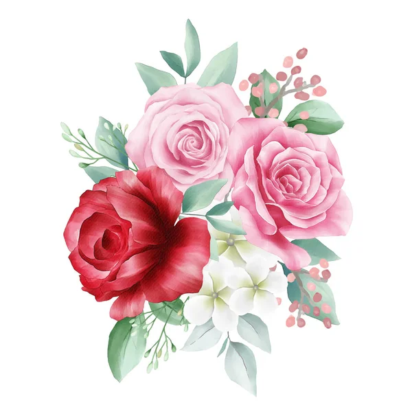 Buquê Flores Elegante Para Elementos Casamento Cartões Vector Totalmente Editável — Vetor de Stock