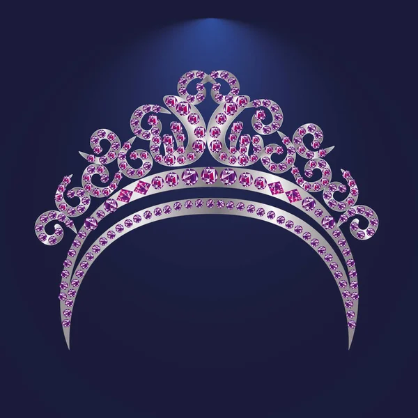 Ilustración Tiara Corona Boda Las Mujeres Con Una Piedra Vector — Vector de stock