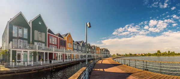 Panorama of famous Rainbow Houses in Houten, Netherlands