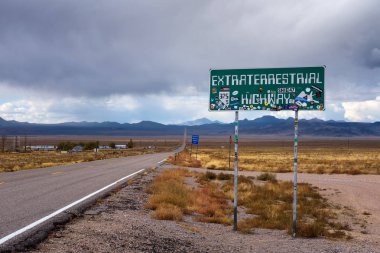 Road sign for the Extraterrestrial Highway in Nevada clipart