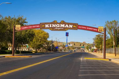Thanks for visiting Kingman downtown street sign located on historic route 66 clipart