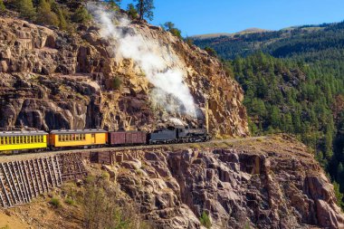 Historic steam engine train in Colorado, USA clipart