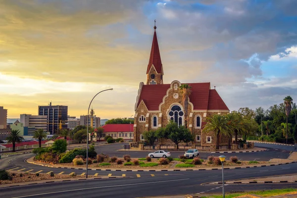 Dramatic sunset above Christchurch, Windhoek, Namibia — Stock Photo, Image