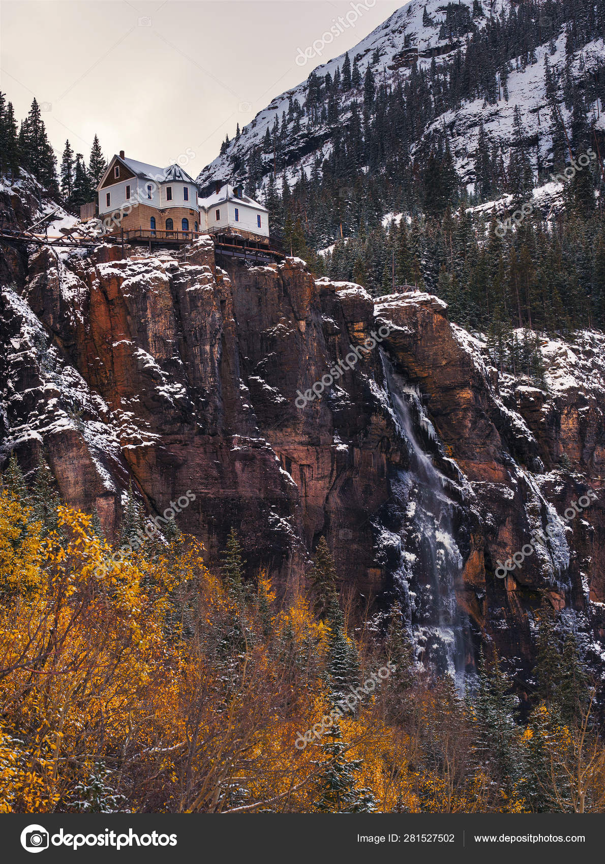 Bridal Veil Falls With A Power Plant At Its Top In Telluride Colorado Stock Photo Image By C Miroslav 1