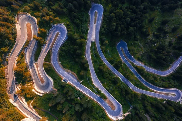 Aerial view of Maloja Pass road in Switzerland — Stock Photo, Image