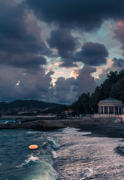 Tramonti Incredibili Sul Mar Nero Nuvole Sul Mare Goccio Acqua — Foto Stock